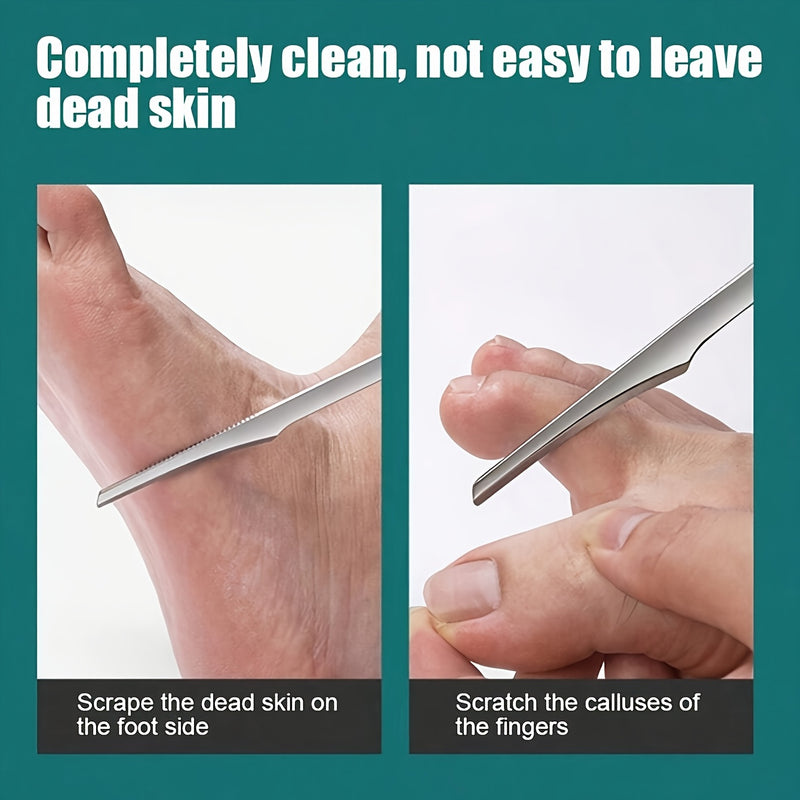 2 Piezas de Raspadores y Removedores de Pedicura de Acero Inoxidable Resistentes - Herramientas Profesionales con Cuchillas Afiladas, Empuñadura Antideslizante para Hogar, Salón o Spa - Sin Batería Necesaria, Fácil de Limpiar y Guardar