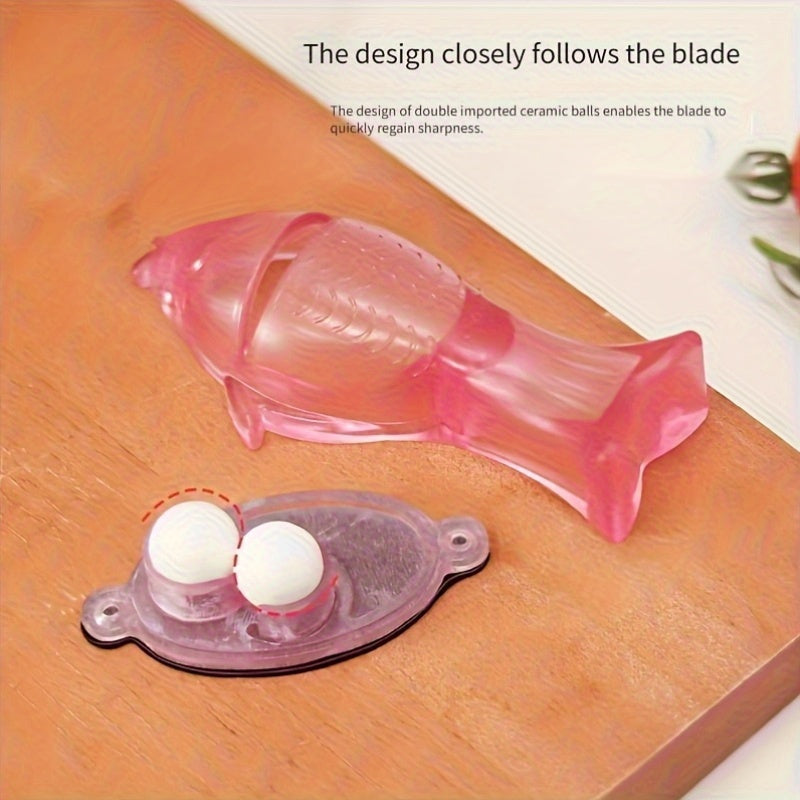 Afilar cuchillos con forma de pez mini - Rápido, fácil y conveniente para cuchillos de cocina y tijeras - Material ABS duradero - Perfecto para uso doméstico - No requiere baterías, esenciales para la cocina doméstica | Herramienta decorativa para la coc