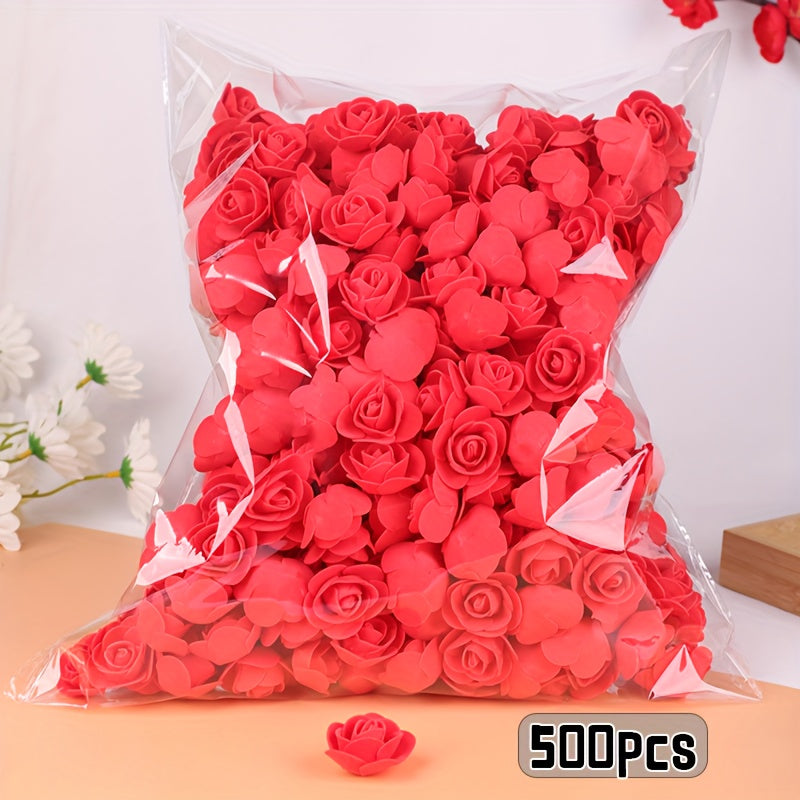 500 piezas/paquete 1.38 pulgadas/3.5 cm Cabezas de rosa de espuma artificial, Flor artificial Decoración del hogar, Decoración de cumpleaños de boda, Ideal para manualidades DIY Caja de regalo Regalo de San Valentín Decoración navideña
