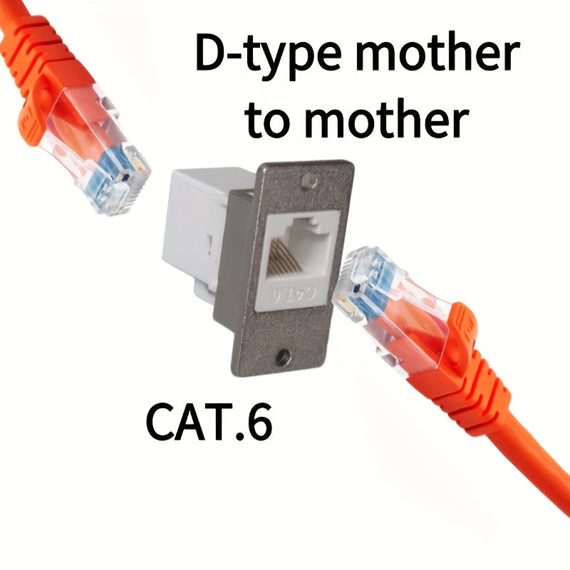 Adaptador de Línea Eléctrica 2 piezas - Plateado con Tornillo Fijo Hembra a Hembra RJ45 CAT.6