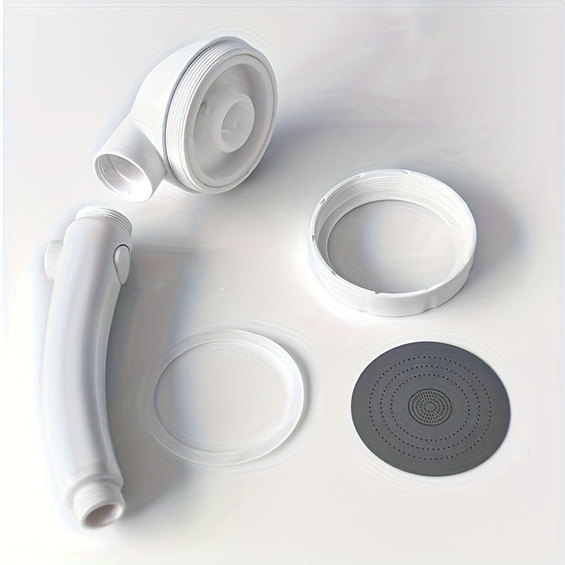 Cabezal de ducha de mano de alta presión con 3 modos, diseño redondo de plástico, configuración de lluvia, anti-obstrucción, control de temperatura fácil, adecuado para calentadores de agua en el baño, color blanco.