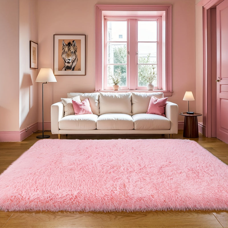 Alfombra de felpa negra profunda de lujo - Suave, hipoalergénica y liviana, fácil de limpiar - Ideal para sala, dormitorio y más - Hecha a mano en poliéster, antideslizante, forma rectangular, alfombras para sala