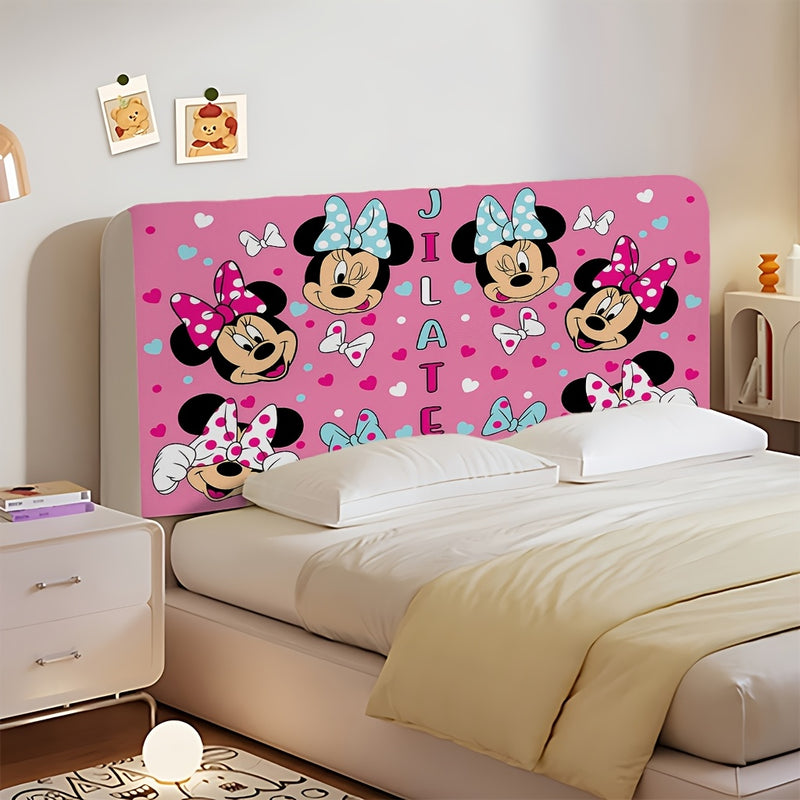 Fundas de Cabecero Suave de Disney Minnie Mouse - Rosa con Lazos Blancos y Corazones, Diseño Divertido de Dibujos Animados para Decoración de Dormitorio, Protege los Cabeceros, Lavables a Máquina