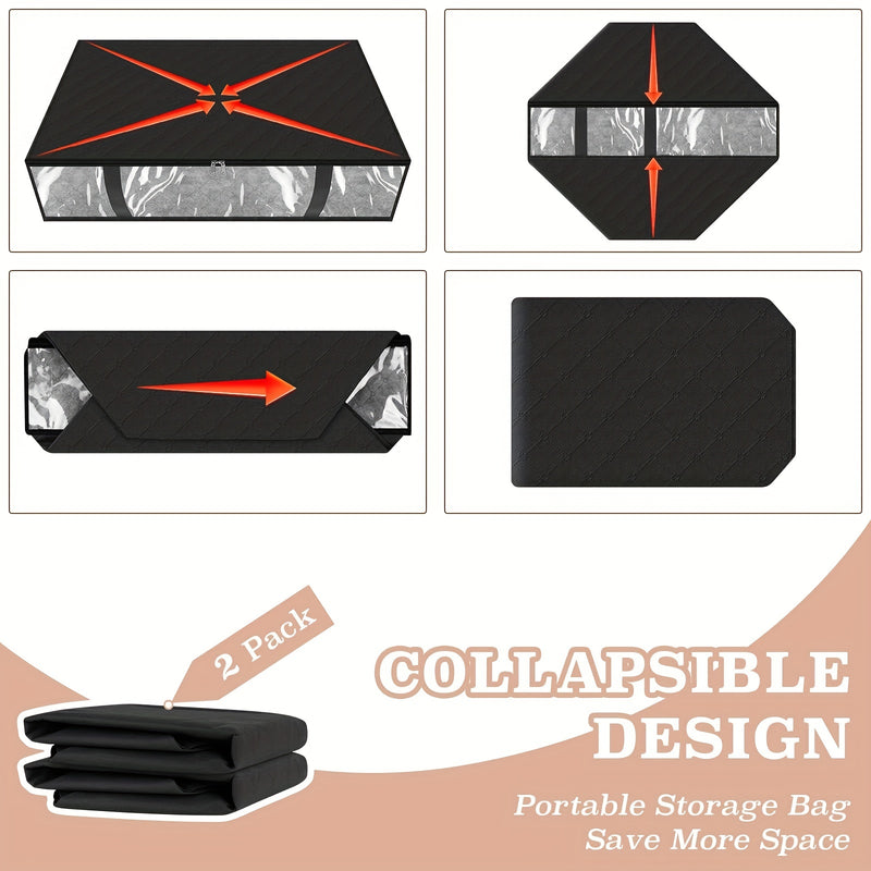 2 Piezas, Bolsas De Almacenamiento Debajo De La Cama, Almacenamiento Y Organizador De Ropa, Contenedores De Almacenamiento Debajo De La Cama Con Asas Duraderas, Contenedores De Almacenamiento De Gran Capacidad, Ropa De Cama Plegable Y Organizadores De Al