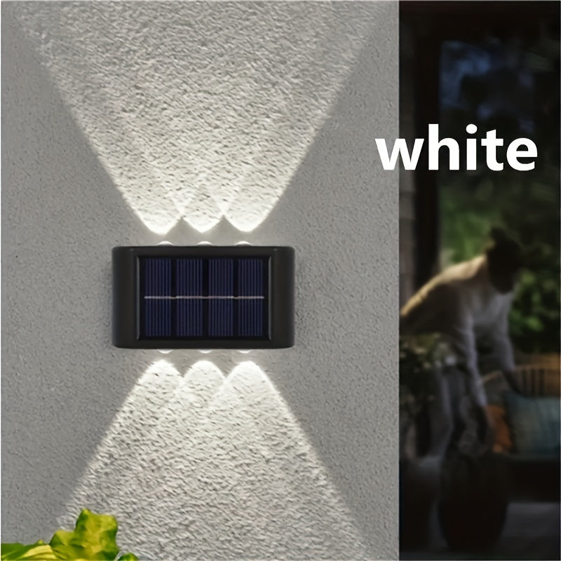 2 luces solares para pared, estilo nórdico, iluminación exterior para hogar y jardín, fácil instalación, ahorro de energía (blanco/ámbar)