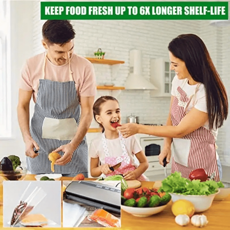 5-Pack 5.0 metros Bolsas de sellado al vacío sin BPA, Material PE+PA, Uso único, Compatible con la mayoría de los selladores para almacenamiento de alimentos, conservación de frescura, cocción a baja temperatura, preparación de comidas, compra en mayor -