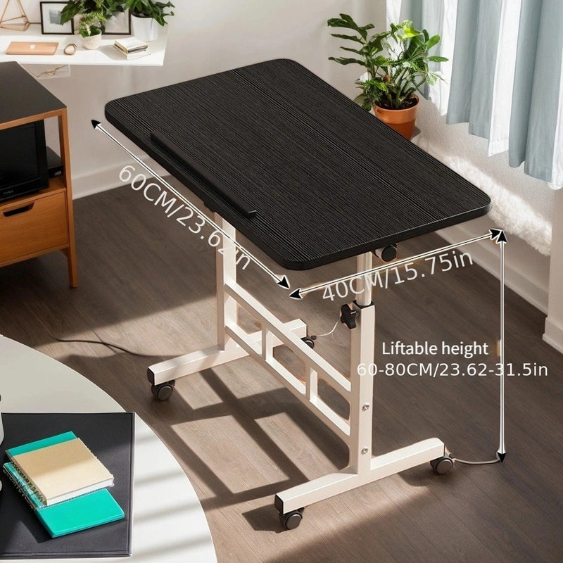 Escritorio ajustable en altura, mesa de comedor, escritorio móvil con ruedas, estructura de hierro resistente y duradera, plegable para ahorrar espacio, ángulo ajustable, multifuncional para lectura, pintura, bordado y más