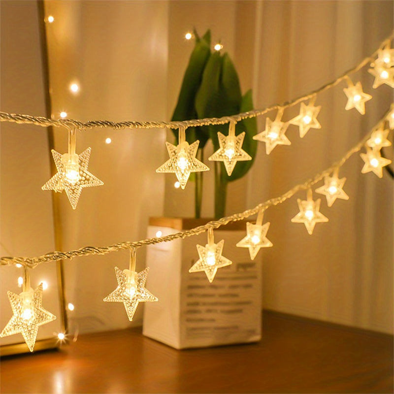 1 pieza de luces de hadas en forma de estrella - Alimentadas por batería, decoración interior para el Día de la Madre, Halloween, Navidad y fiestas - Suave brillo cálido, material de PVC, no se necesitan componentes electrónicos, iluminación de fiestas |