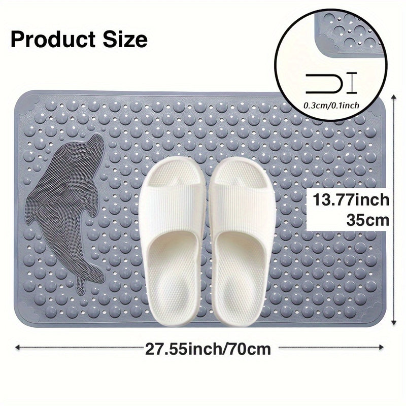 1pc Alfombra Antideslizante para Baño, Tapetes de Ducha con Ventosas, Alfombrilla Anti-Caída Lavable a Máquina con Agujeros de Drenaje, Alfombra de Masaje para Pies en la Ducha, Alfombra Doméstica para Suelo con Ventosas