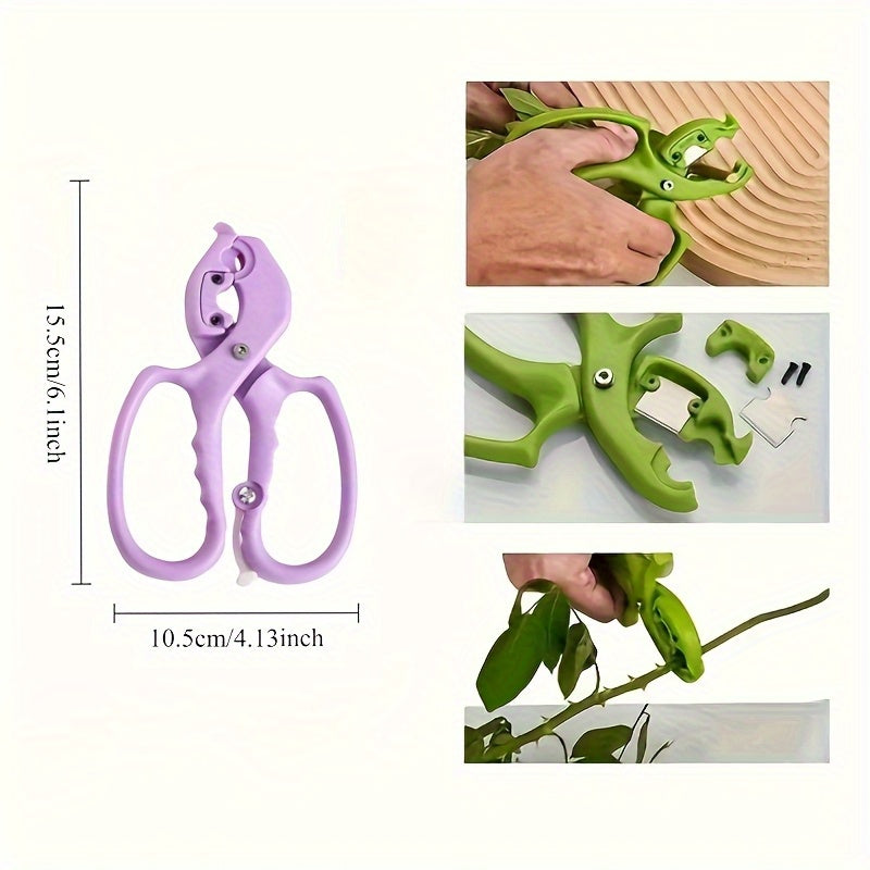 Tenazas de Jardinería y Flores 2 en 1 - Cuchillas Afiladas con Empuñadura Antideslizante, Tijeras Profesionales para Arreglos Florales y Cuidado del Césped - Corta Plantas Manual para Uso Doméstico y Comercial (Verde Vibrante o Morado) - Regalo Ideal par