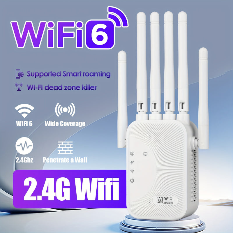 Momotor - Amplificador de Señal WIFI 2525WIFISignal Extender - 2.4GHz - Refuerzo de Señal WIFI - Banda Alta Velocidad, Compatible con WIFI-6, Potente con 6 Antenas - Ideal para Hogar, Centros Comerciales y Cafeterías