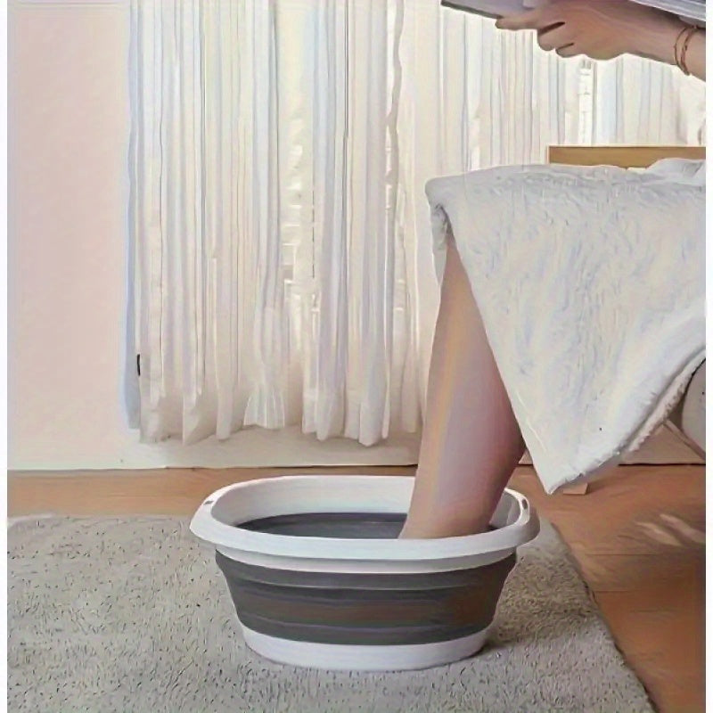 Baño de pies plegable - Diseño ergonómico portátil con tapa, material plástico duradero para viajes y uso en casa, no requiere electricidad, fácil de limpiar, estilo moderno para el cuidado de los pies, accesorio de baño elegante, incluye diseño de tapa,