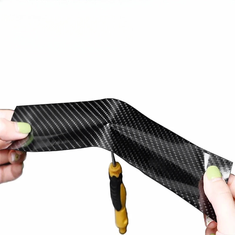 1 Rollo de Protector de Borde de Puerta de Coche con Fibra de Carbono Nano 3D, Cinta Adhesiva Impermeable y Resistente a Rasguños de PVC, Película Universal Anticolisión, Negro