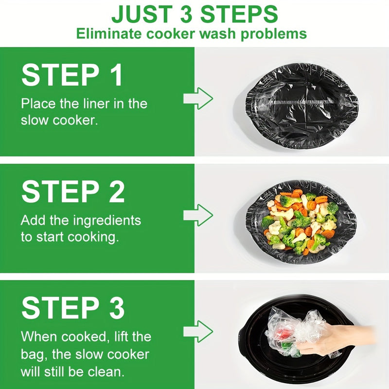 10 piezas de Revestimientos para Olla de Cocción Lenta, Bolsas Desechables para Cocinar en la Cocina, para Ollas Ovaladas o Redondas, Tamaño 33.02*53.34 cm, Ajuste desde 3QT hasta 8QT