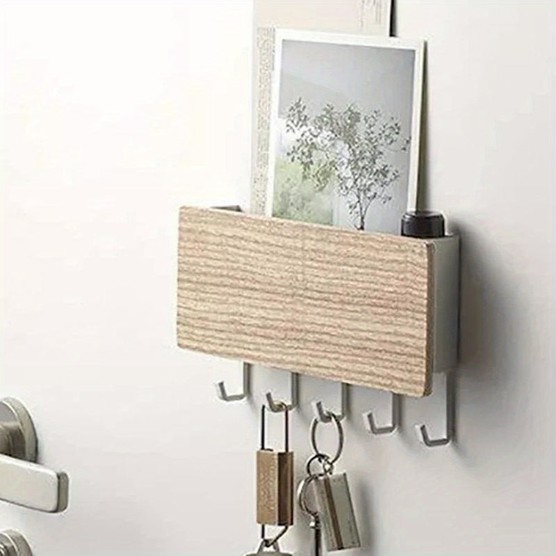 1 Pieza, Caja De Almacenamiento Simple Y Creativa, Gancho De Pared Para Llaves, Gancho De Almacenamiento De Madera, Gancho Colgante De Puerta Trasera, Organizador De Pequeños Objetos De Entrada, Decoración Del Hogar, Artilugio Doméstico