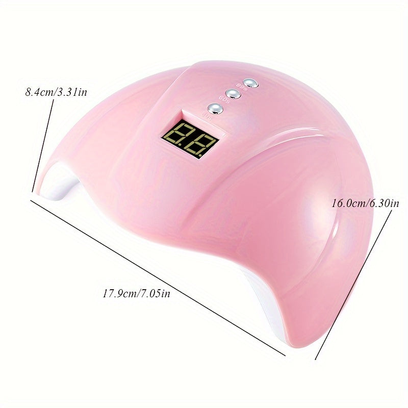 12 luces LED, temporizador inteligente USB, no negro, lámpara de esmalte de uñas, fuente de luz dual, lámpara de manicura LED rosa.