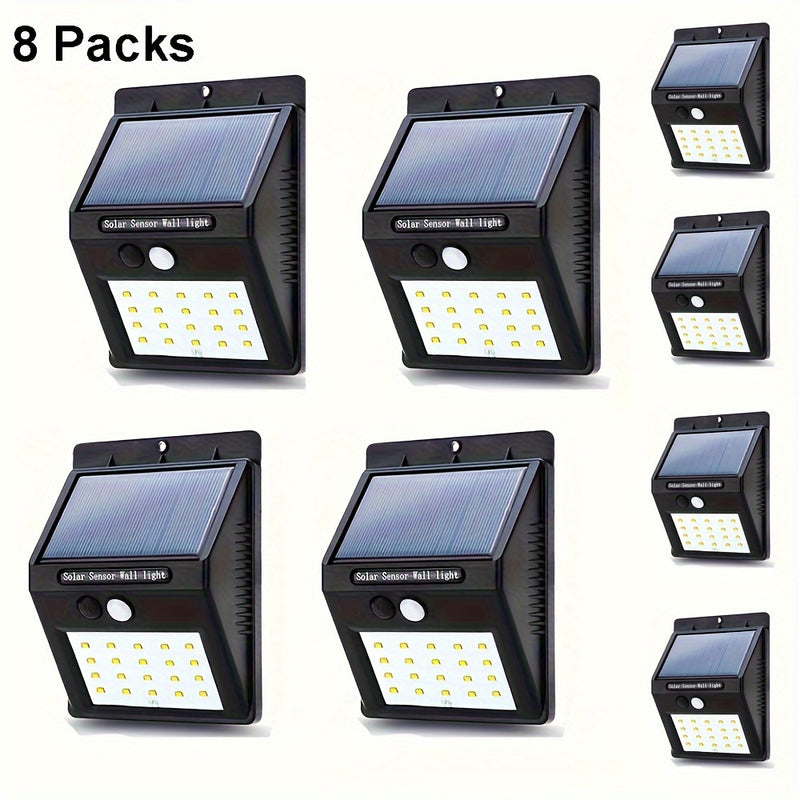 8 luces solares para exteriores, luces de seguridad solares inalámbricas con sensor de movimiento, luces solares para pared para puerta principal, jardín, garaje