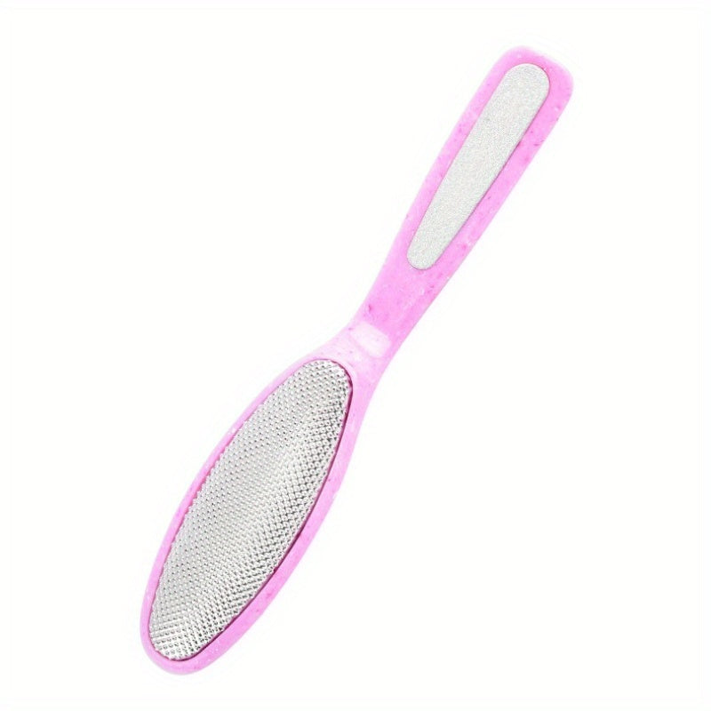 Removedor Manual & Amoladora para Pies/Manos - Cepillo Exfoliante de Doble Propósito con Mango Rosa, Sin Necesidad de Electricidad - Pedicura, Manicura, Uso en Casa o Salón - Herramienta Duradera para el Cuidado del Pie y Eliminación de Cutículas Muertas
