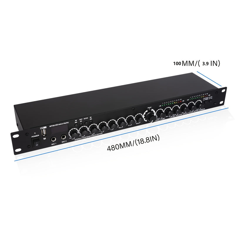 Procesador de audio digital profesional con mezclador, multiefectos, DSP y ecualizador.