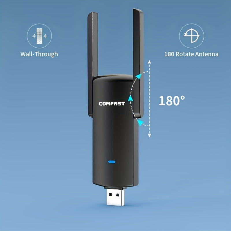Adaptador WiFi USB de Doble Banda 1300Mbps 2.4G/5.8GHz, Tarjeta de Red Inalámbrica con Soporte 802.11AX para Portátiles/Computadoras de Escritorio/Dispositivos de Internet, Actualización de Wifi para Portátiles | Tarjeta Wifi Moderna | Conexión Estable