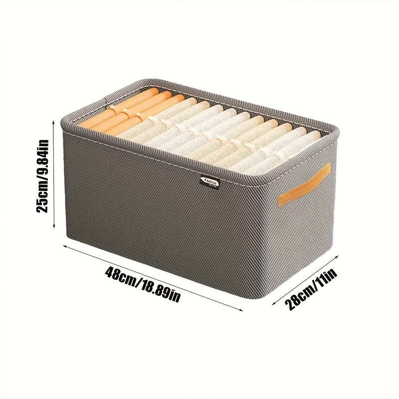 4pcs Cajas de Almacenamiento de Tela Clásicas con Asas, Organizadores Plegables y Engrosados de Uso Múltiple para Ropa y Organización del Hogar, No Tejido, Gris, Almacenamiento Debajo de la Cama
