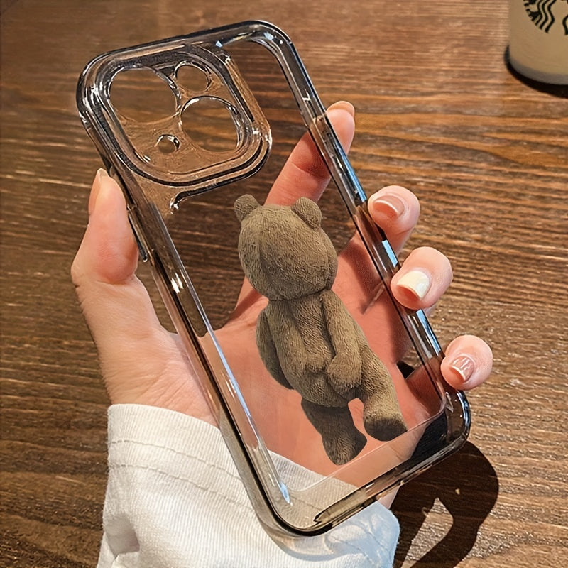 Fundas de teléfono de protección integral de TPU transparente con oso de peluche de dibujos animados, adecuado para Apple Iphone 15/14/13/12/11/Xs/Xr/X/7/8/Mini/Pro/Plus/Pro Max