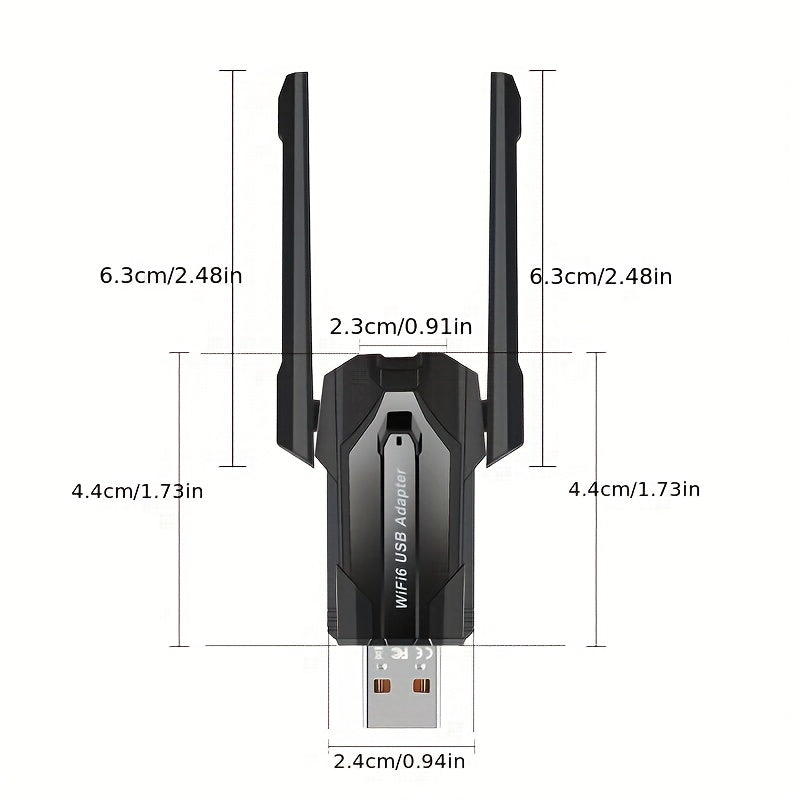 AX900 WiFi6 Dual-Banda 2.4G/5G Adaptador USB3.0 WiFi con Antenas de 5Dbi - Compatible con 802.11ax, Velocidad de 900Mbps, Plug & Play, Sin Controlador, Conexión Inalámbrica de Escritorio y Portátil Confiable, Adaptador Inalámbrico para Portátil | Diseño