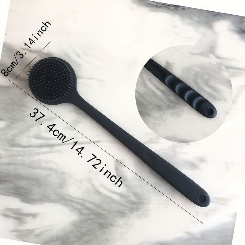Exfoliador de espalda ergonómico de silicón suave, cepillo de baño con mango largo para limpieza suave, diseño en forma de S para limpieza dirigida, ideal para spa y ducha, cepillo para ducha
