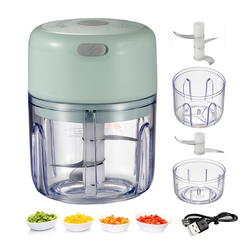 Prensa de ajo eléctrica mini USB recargable de 100 ml/250 ml y molinillo de carne - 1500 RPM, 36 V, plástico PP duradero, herramienta de cocina compacta para preparación rápida y fácil de comidas, trituradora de ajo, diseño elegante, diseño transparente
