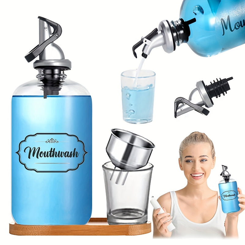 1 juego de Dispensador Automático para Enjuague Bucal, Botella Transparente con Vertedor para Pasta Dental y Ambientador de Aliento Recargable
