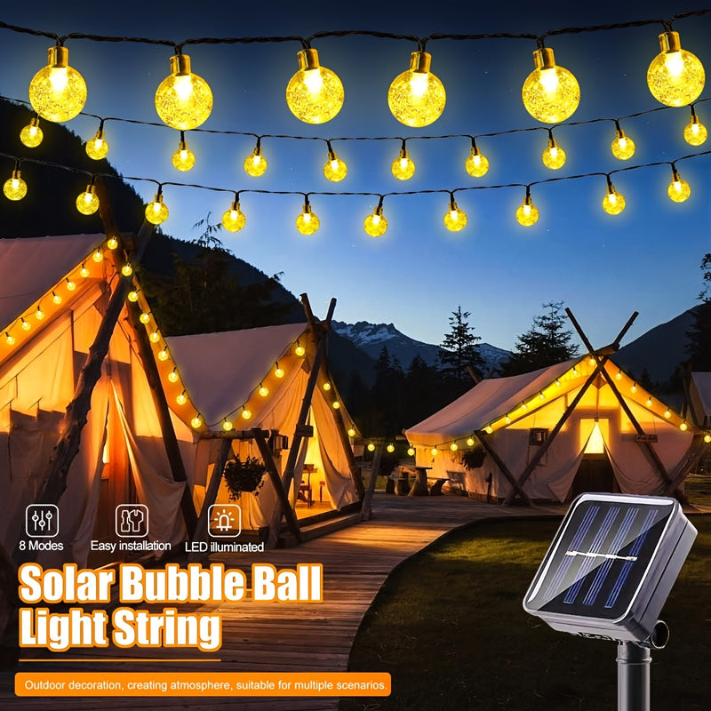 Luces solares de cuerda - 20/50/100 LED con 8 modos de iluminación, control de botón, plástico duradero, ideales para jardín, camping, fiestas, Navidad y decoración de patios, luces decorativas