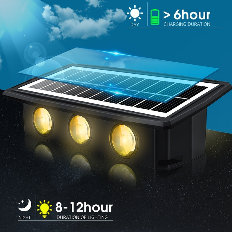 1pieza Luz de lavado de pared exterior solar al aire libre impermeable Luz de porche de patio Luz de pared exterior Luz de pared exterior RGB Luz blanca Luz cálida Luz de cubierta al aire libre Luz de escalón