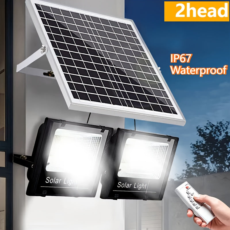 Luz solar LED de alta luminosidad con doble cabeza, luces de jardín al aire libre con panel solar de aluminio, adecuado para jardines.