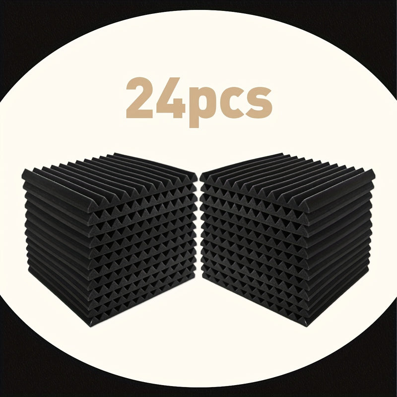 24 paneles de aislamiento acústico de alta densidad, paneles de espuma acústica ignífuga 30.48x30.48 cm, ideales para estudios de grabación, salas de cine en casa y decoración de paredes