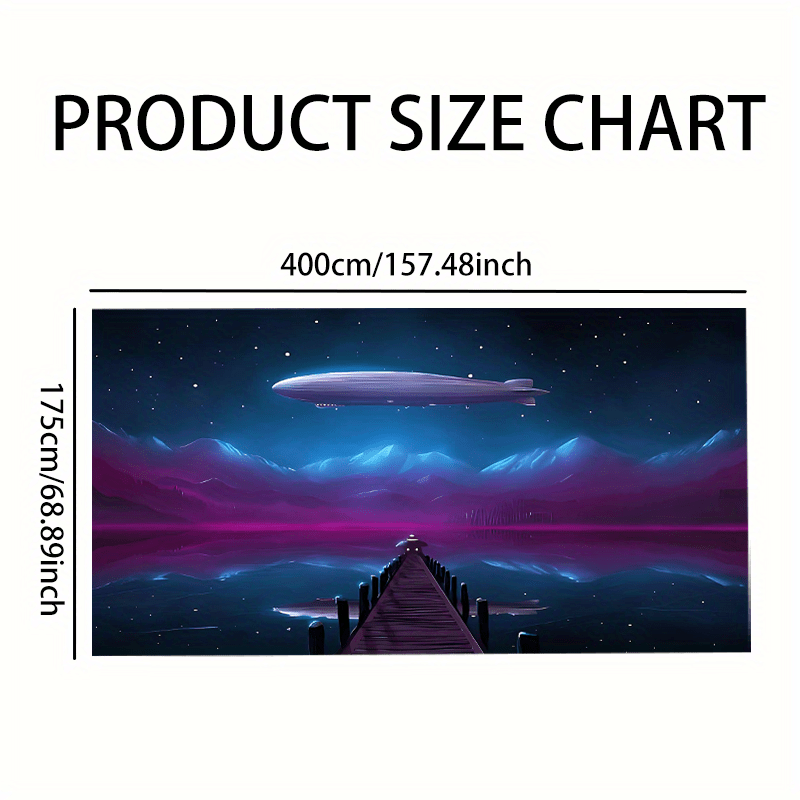 1pc Banderola de Puerta de Garaje con Reflejo del Lago y Montaña en Aeronave Fantástica - Paisaje Nocturno Vibrante con Estrellas, Poliéster Resistente al Clima, Sin Necesidad de Electricidad para Decoración Navideña, Halloween, Fiestas y Jardín, Tema Ac