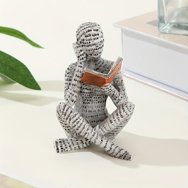 1 Pieza, Estatua De Resina De Mujer Leyendo Abstracta, Estilo Decoración Moderno Escandinavo, Figurita Pensativa Para Amantes De Los Libros, Escultura De Escritorio Para Dormitorio Y Sala De Estar, Decoración Del Hogar