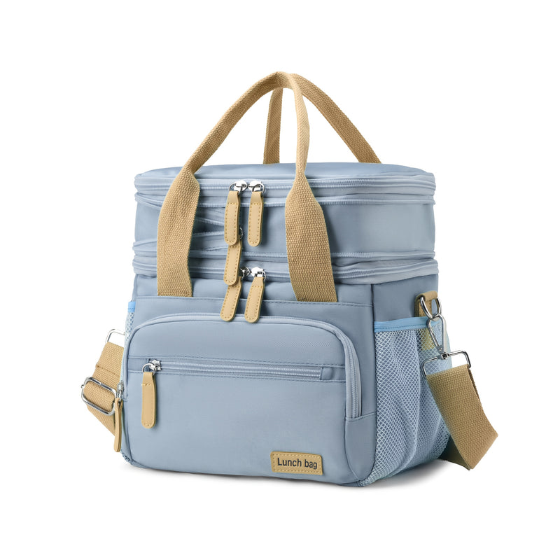 Una elegante y portátil bolsa de almuerzo de gran capacidad con asa y doble capa de aislamiento para viajes al aire libre y almacenamiento. Sin contacto con alimentos, regreso a la escuela.