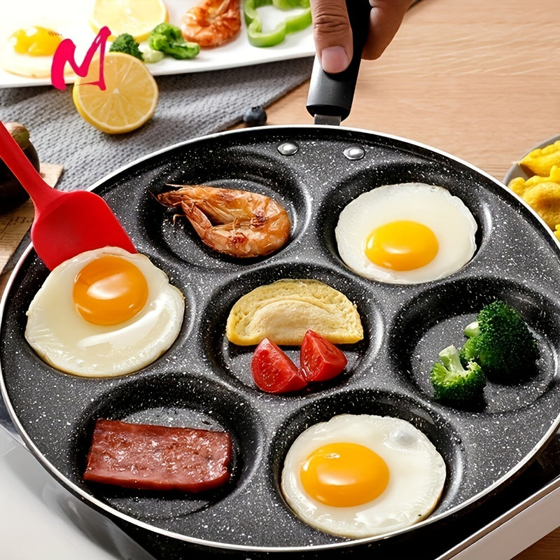 Sartén Antiadherente para Panqueques de Hierro Fácil de Limpiar con 7 Agujeros - Perfecta para Mini Panqueques y Huevos, Ideal para Cocinar en Casa y Aventuras al Aire Libre