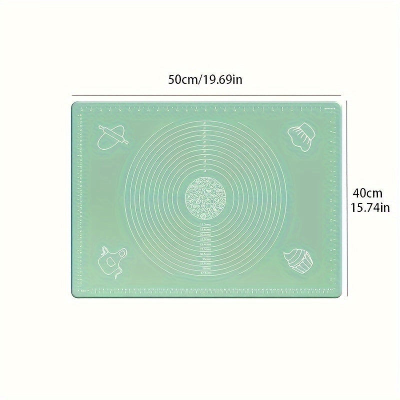 Estera de amasado de silicona extra gruesa - 1 pieza, almohadilla antiadherente para amasar con medidas, superficie antibacteriana antideslizante para hornear pizza, masa de pastel, equipo de servicio de alimentos sin carga - 50.04cm x 39.88cm