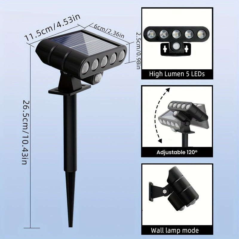4 luces solares para árboles, luces de sendero con sensor de movimiento LED, 3 modos de iluminación exterior para jardines, patios, balcones, césped y luces de acera - Opción cálida/blanca