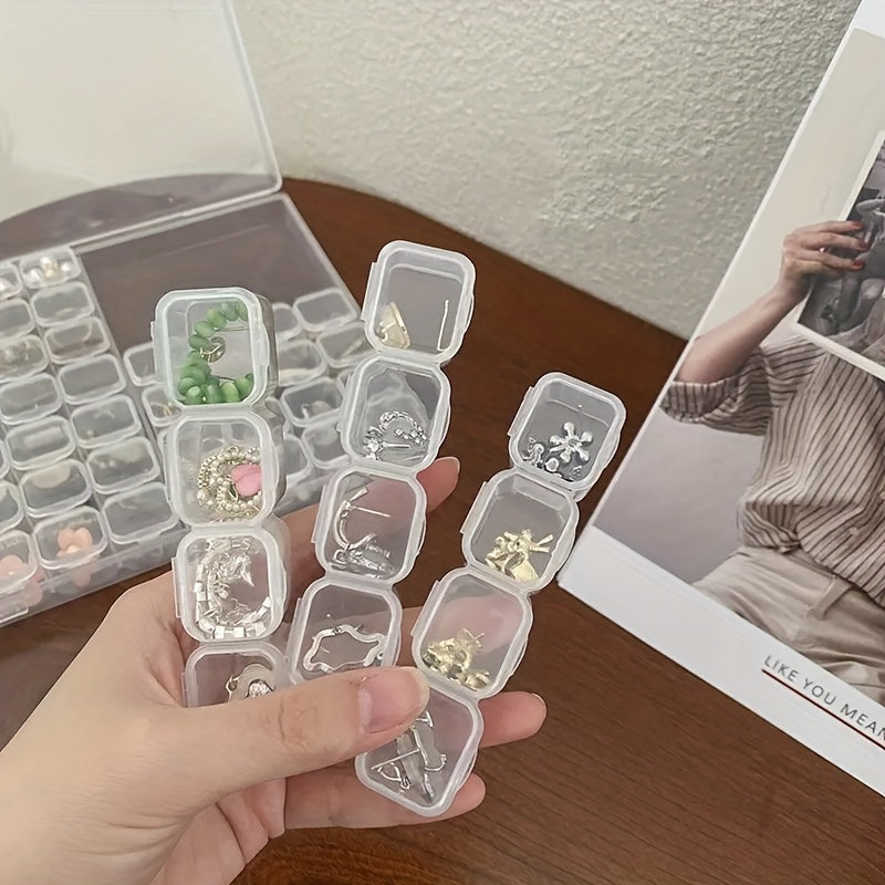 Combinación de Cajas de Plástico Transparente de 28 Compartimentos, Contenedor para Joyería y Accesorios, Utilizado para Artesanías, Cristales para Uñas, Cuentas, Almacenamiento de Semillas, Cajas de Joyería