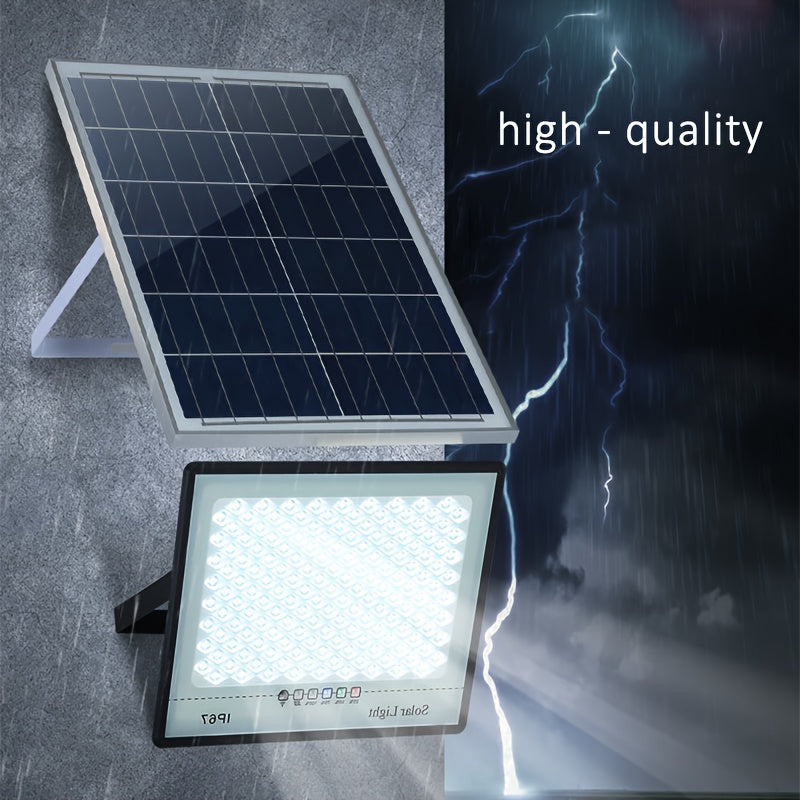 Lámpara LED solar, 1 unidad - Ultrabrillante, luz para interior/exterior con control remoto, pantalla de plástico y vidrio resistente, ideal para iluminación de hogar, patio o jardín, luces solares para exteriores, diseño moderno, acabado pulido