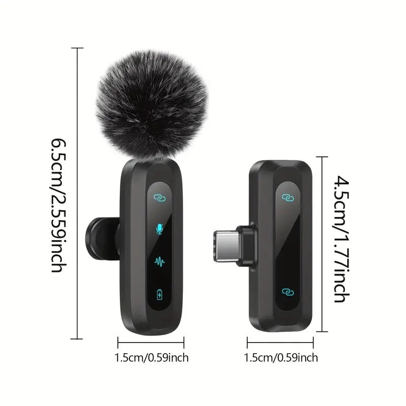 Micrófono inalámbrico J3 con transmisión de radiofrecuencia 2.4GHz, batería de polímero recargable por USB, grabación de 1 toque, indicador de batería y conectividad de tipo C para conferencias de video, podcasting, grabación de voz, micrófono inalámbric