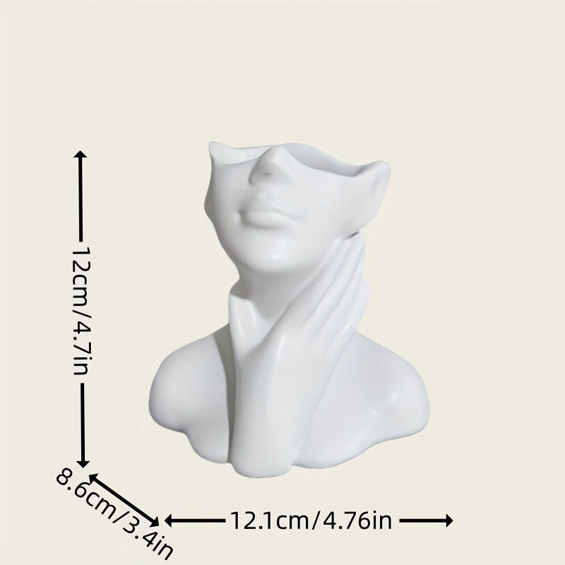 1pc | Moderno Abstracto | Jarrón Humanizado, Estatua de Resina con Diseño de Cuello Táctil, Contenedor de Mesa Decorativo para Plantas Frescas e Hidropónicas
