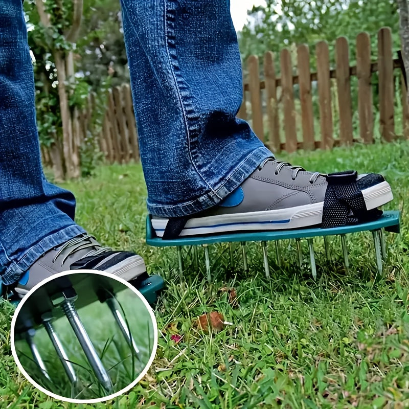1 Par de Zapatos de Aeración de Césped de Jardín Duraderos - Aerador de Césped Manual con Dientes de Metal, No Se Necesita Electricidad, Diseño Ergonómico para una Eficiente Aeración del Suelo en Jardines, Patios y Traspatios, Herramienta de Aeración de