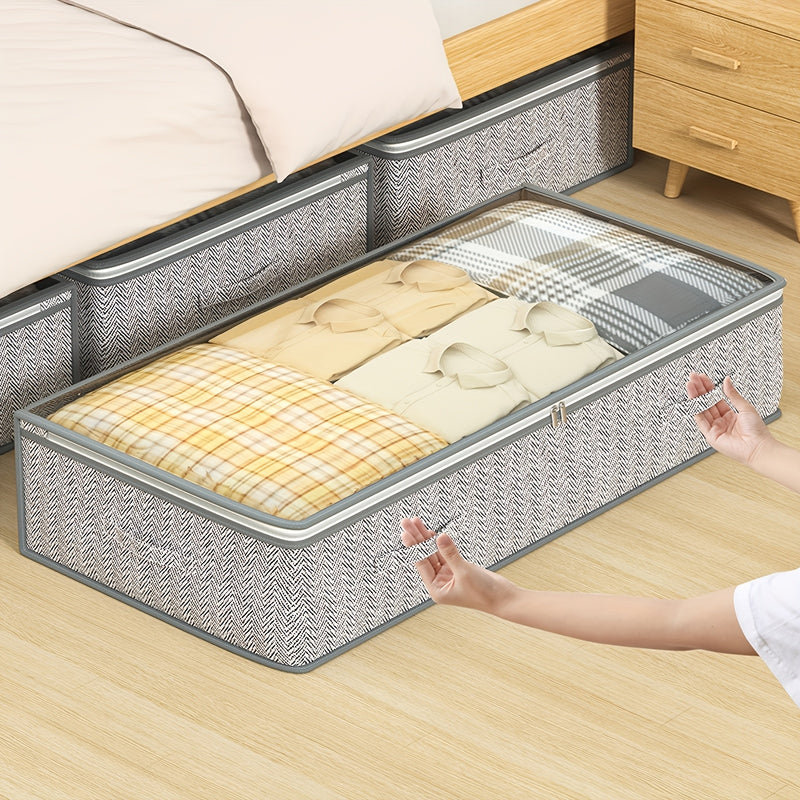 Bolsa de Almacenamiento Extra Grande Plegable con Asas Reforzadas - Organizador de Tela Gruesa Duradera para Edredones, Mantas y Ropa de Cama - Ventana Transparente, Cremallera Resistente