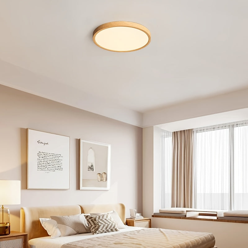 Luz de techo LED redonda de acrílico moderna LYOOWNG, iluminación rústica de granja regulable, 110V-240V con montaje en techo cableado para sala de estar, cocina, dormitorio, baño - Incluye hardware de instalación