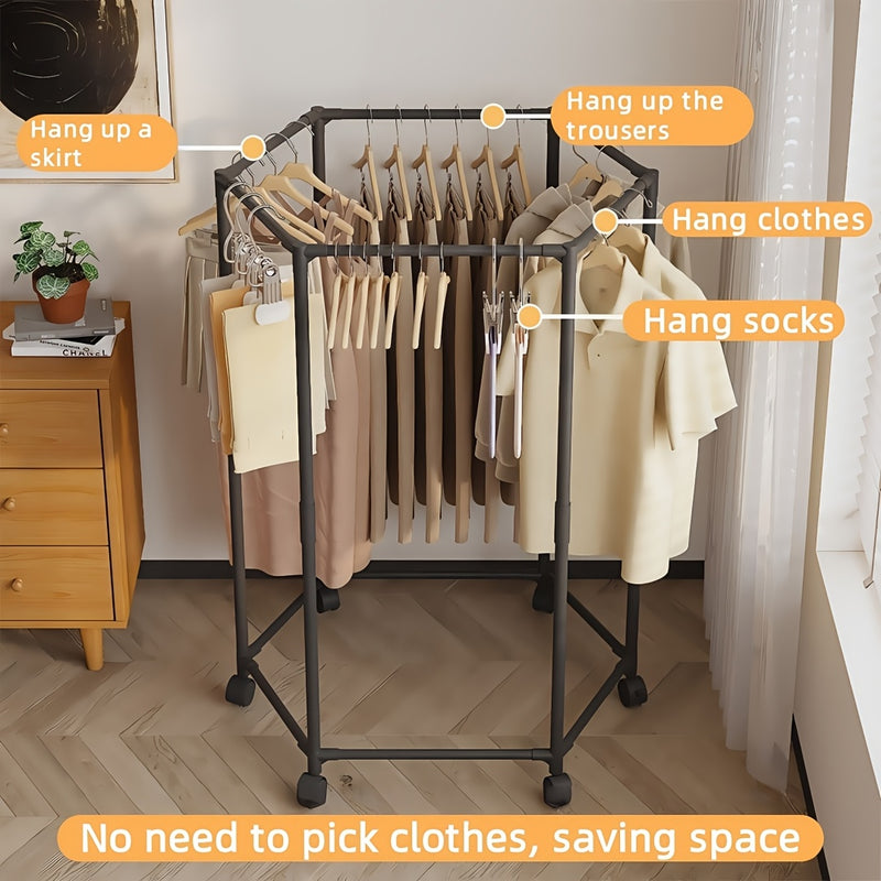 Colgador Hexagonal Giratorio 360° - Organizador Independiente de Acero al Carbono con Capacidad de 6.8 KG, Diseño Moderno en /Blanco para Dormitorio, Lavandería y Secado Móvil, Solución de Almacenamiento para Ropa