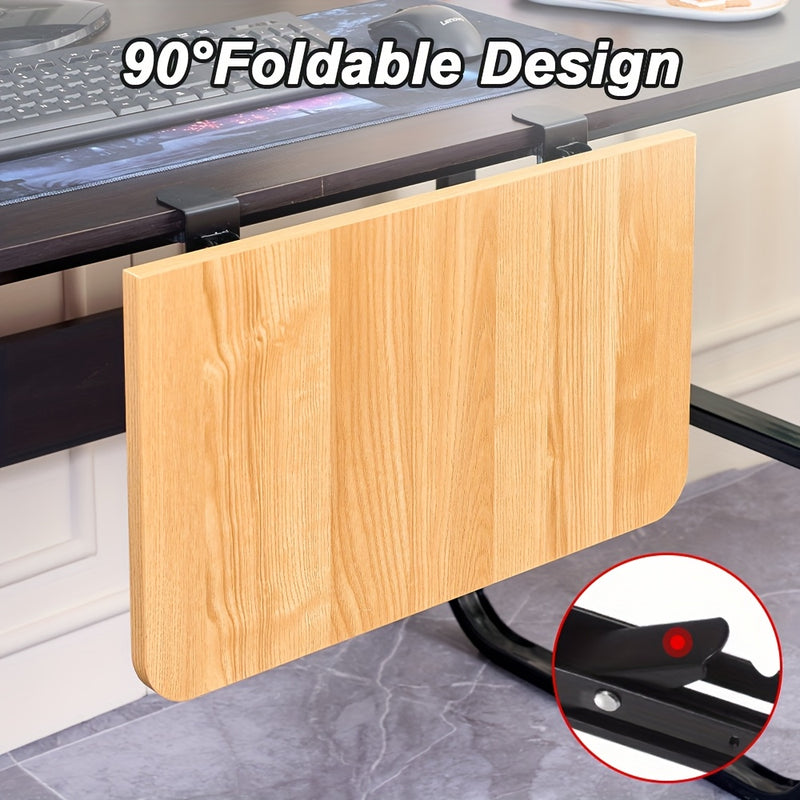 Tablero Plegable de Madera para Escritorio con Soporte Extensible + Base, 1.8 cm de Grosor sin Taladrar para Teclado (2 Bases + 1 Tablero), Estable y Seguro Sin Dañar la Mesa, Organizador de Escritorio y Cajones para Hogar, 40 cm / 50 cm