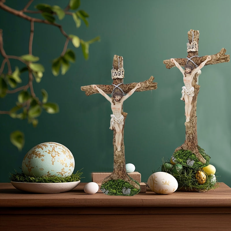 Escultura de Resina al Estilo Vintage con Letrero "INRI" - Decoración Religiosa en 3D Realista para Paredes de Semana Santa, Regalo Inspirador Perfecto para el Hogar o la Iglesia